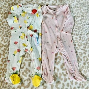 Carter's Yellow and Pink Onsies with Footies Bundle Set, Size 9m